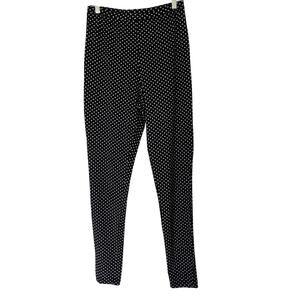 WomanWithin Black w/ White Polka Dots Cotton Spandex Leggings Pants Size 14/16